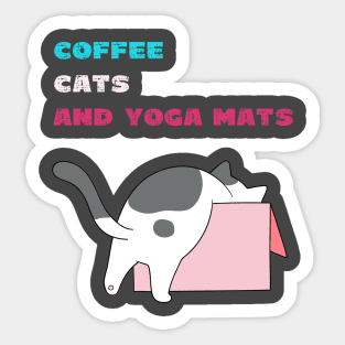 Coffee cats and yoga mats funny yoga and cat drawing Sticker